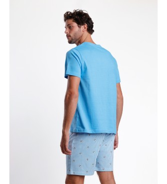 Admas Pyjama met korte mouwen Worry Less blauw