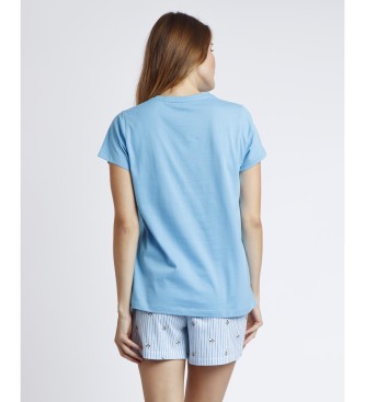 Admas Short sleeve pyjamas Worry Less blue