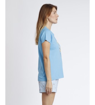 Admas Pyjama met korte mouwen Worry Less blauw