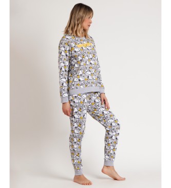 Aznar Innova Pyjama  manches longues imprim Snoopy gris