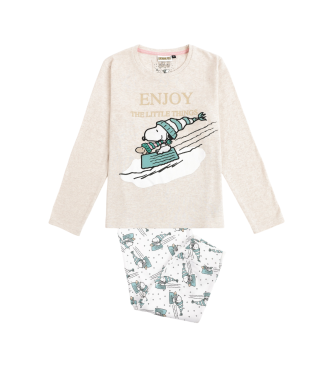 Aznar Innova Pijama de manga comprida Let It Snow bege