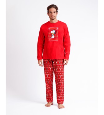 Admas Pyjama met lange mouwen Merry Christmas rood