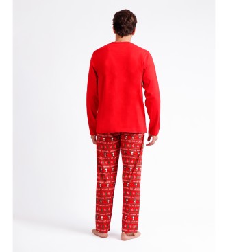 Admas Frhliche Weihnachten Langarm-Pyjama rot