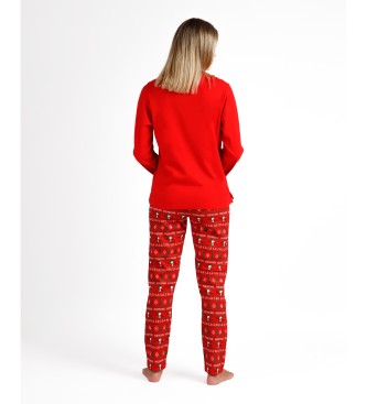 Aznar Innova  Pijama de manga comprida Merry Christmas vermelho