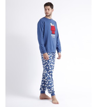 Aznar Innova Snoopy Home pižama z dolgimi rokavi modra