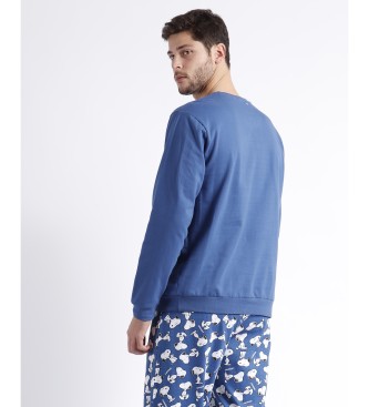 Aznar Innova Snoopy Home pižama z dolgimi rokavi modra