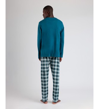 Aznar Innova Warmer & kuscheliger langrmeliger Pyjama blau