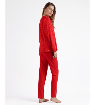 Aznar Innova Pijama de manga comprida inverno Peanuts vermelho