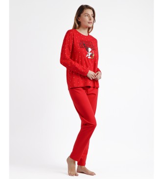 Aznar Innova Pijama de manga comprida inverno Peanuts vermelho