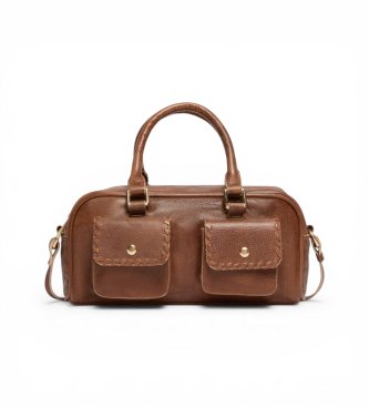 PennyBlack Saco de couro Bowler castanho