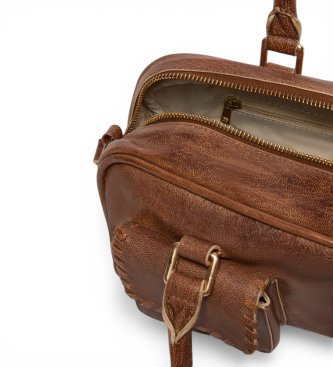 PennyBlack Saco de couro Bowler castanho