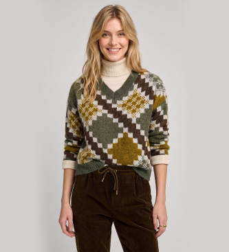 PennyBlack Pull jacquard en mélange de mohair vert