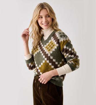 PennyBlack Pull jacquard en mélange de mohair vert