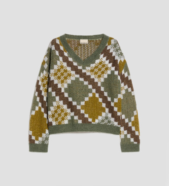 PennyBlack Pull jacquard en mélange de mohair vert