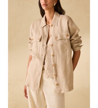 PennyBlack Beige Pbbfico Leinenoberhemd