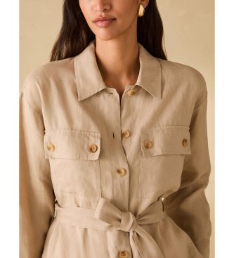 PennyBlack Beige Pbbfico Leinenoberhemd