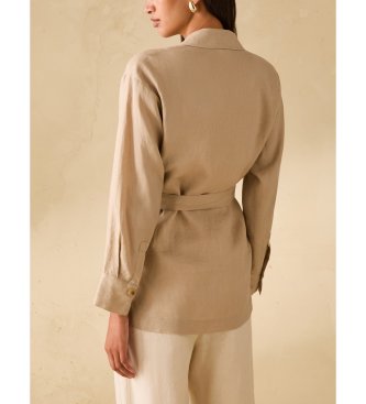 PennyBlack Beige Pbbfico Leinenoberhemd