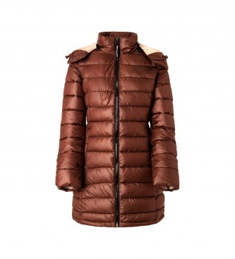 Pepe Jeans Agnes brown quilted coat