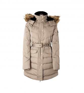 Pepe Jeans Ammy brown quilted long coat
