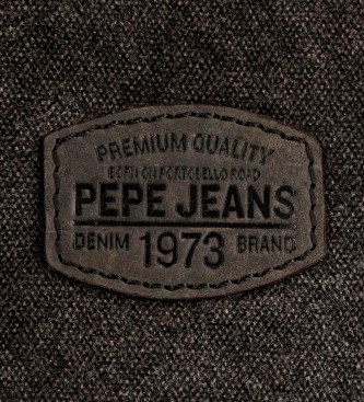 Pepe Jeans Leather shoulder bag for laptop Pepe Jeans Horse black