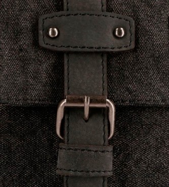 Pepe Jeans Pepe Jeans Horse zwart lederen detail schoudertas grote tablet houder -30x28x6cm