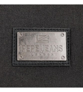 Pepe Jeans Saco de mensagens com arranhões preto -17x22x7cm-. 