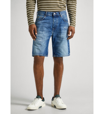 Pepe Jeans Sproščene kratke hlače Repair Bermuda modre barve