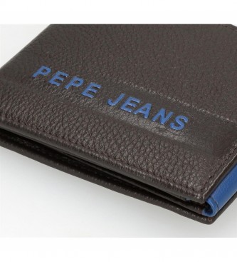 Pepe Jeans Leather wallet Pepe Jeans Raise with brown card holder -9.5x6.5x1cm