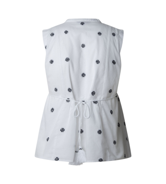 Pepe Jeans Chemisier en coton ratire Elvire blanc