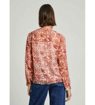 Pepe Jeans Poemy blouse wit ecru, roze