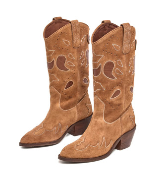 Pepe Jeans Stivali da cowboy in pelle marrone -Altezza tacco 5 cm-