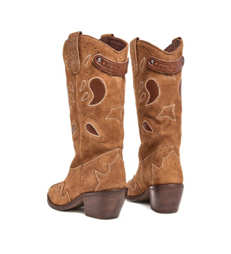 Pepe Jeans Braune Cowboy-Lederstiefel - Absatzhhe 5cm