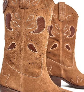 Pepe Jeans Braune Cowboy-Lederstiefel - Absatzhhe 5cm