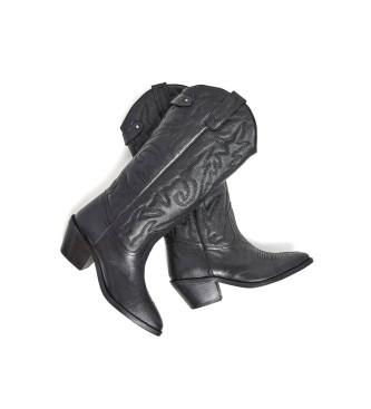 Pepe Jeans Cowboy leather boots black -Heel height 5cm