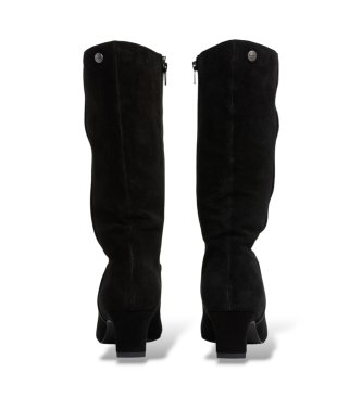 Pepe Jeans Bottes en cuir Kiny High noir