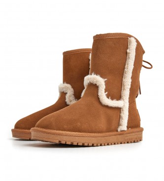 Pepe Jeans Diss Earth Leather Ankle Booties brązowe