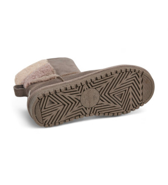 Pepe Jeans Botas de couro Diss Mix em taupe