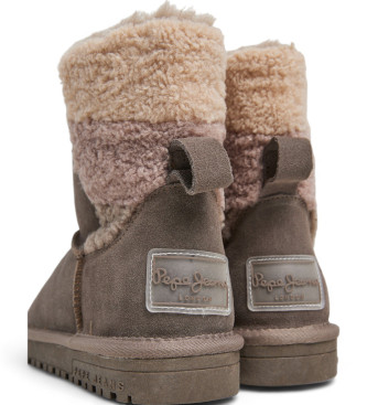 Pepe Jeans Botas de couro Diss Mix em taupe