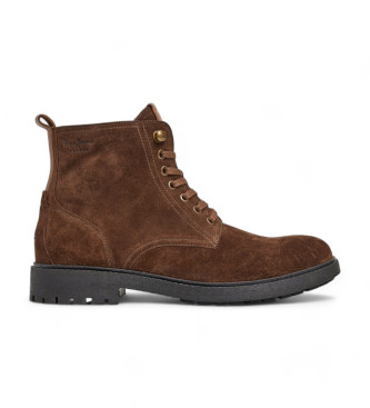 Pepe Jeans Brown Fred Earth Leather Ankle Boots