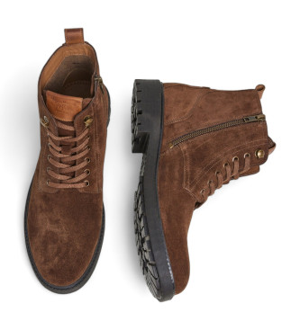 Pepe Jeans Bottines en cuir marron Fred Earth