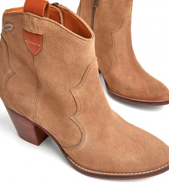 Pepe Jeans Botas de couro castanhas Luna Sand Ankle Boots