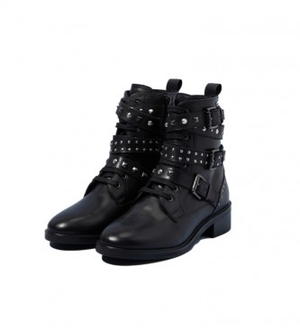 Pepe Jeans Orsett Rock botas de couro para tornozelo preto 