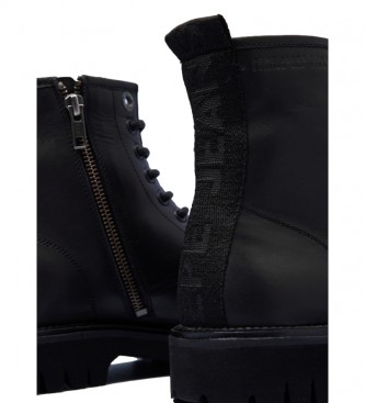 Pepe Jeans Trucker leather ankle boots black