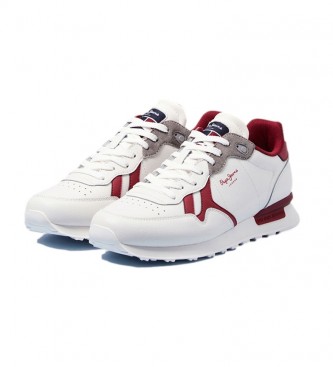 Pepe Jeans Britt Capsule leather sneakers branco, vermelho