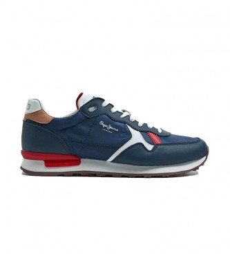 Pepe Jeans Britt Man Flag leather sneakers navy