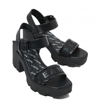 Pepe Jeans Camelot Logo black sandals -Heel height: 7cm