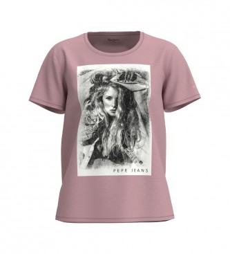 Pepe Jeans T-shirt in cotone rosa con foto