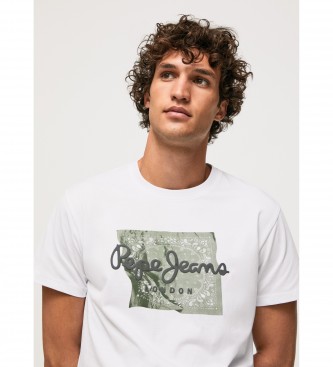 Pepe Jeans T-shirt bianca in cotone con logo