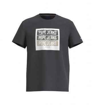 Pepe Jeans T-shirt nera in cotone con logo stampato
