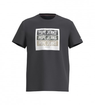 Pepe Jeans T-shirt nera in cotone con logo stampato